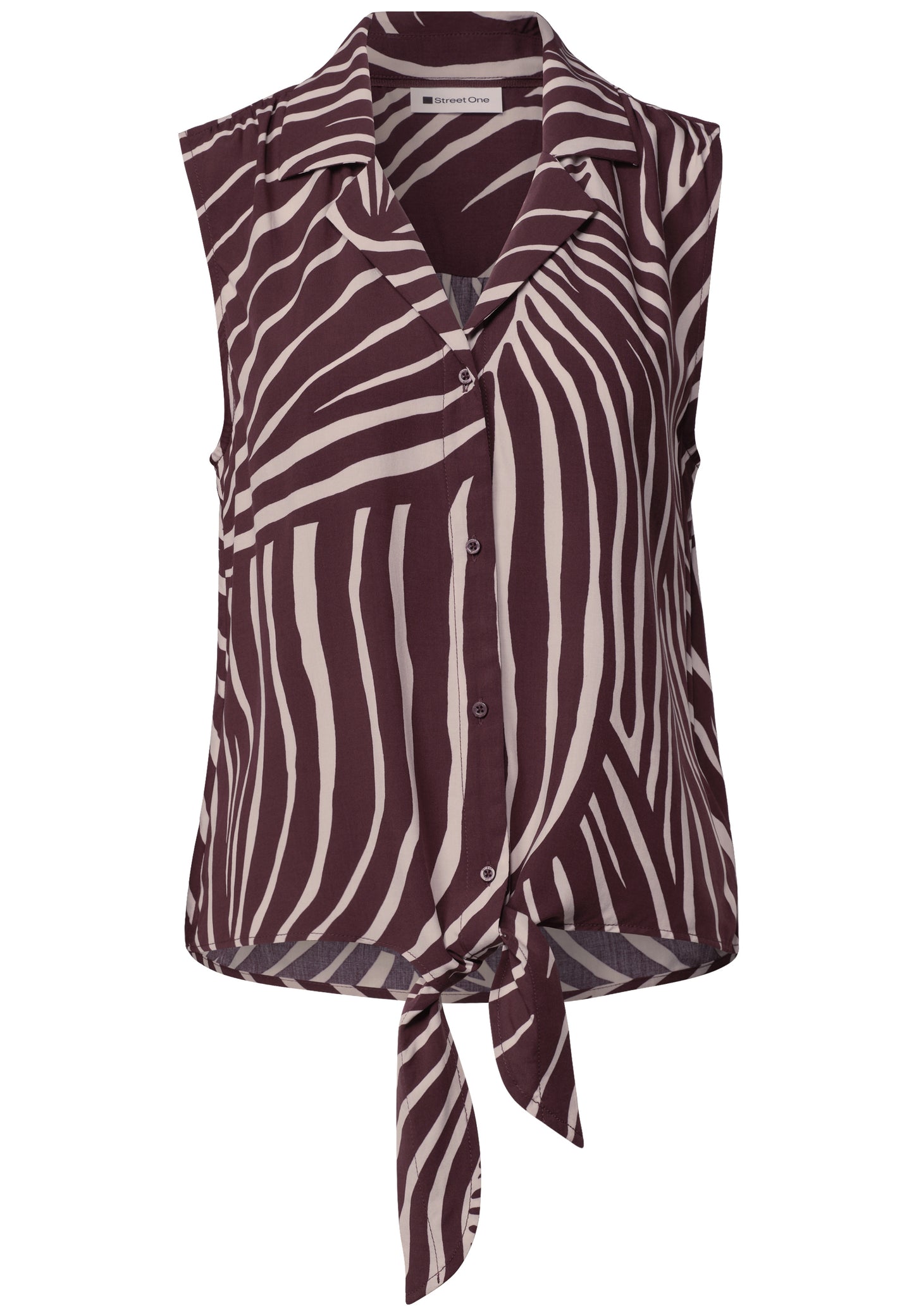 Street One - Blusentop mit Bowling-Kragen und Knoten - Farbe: rustic rouge
