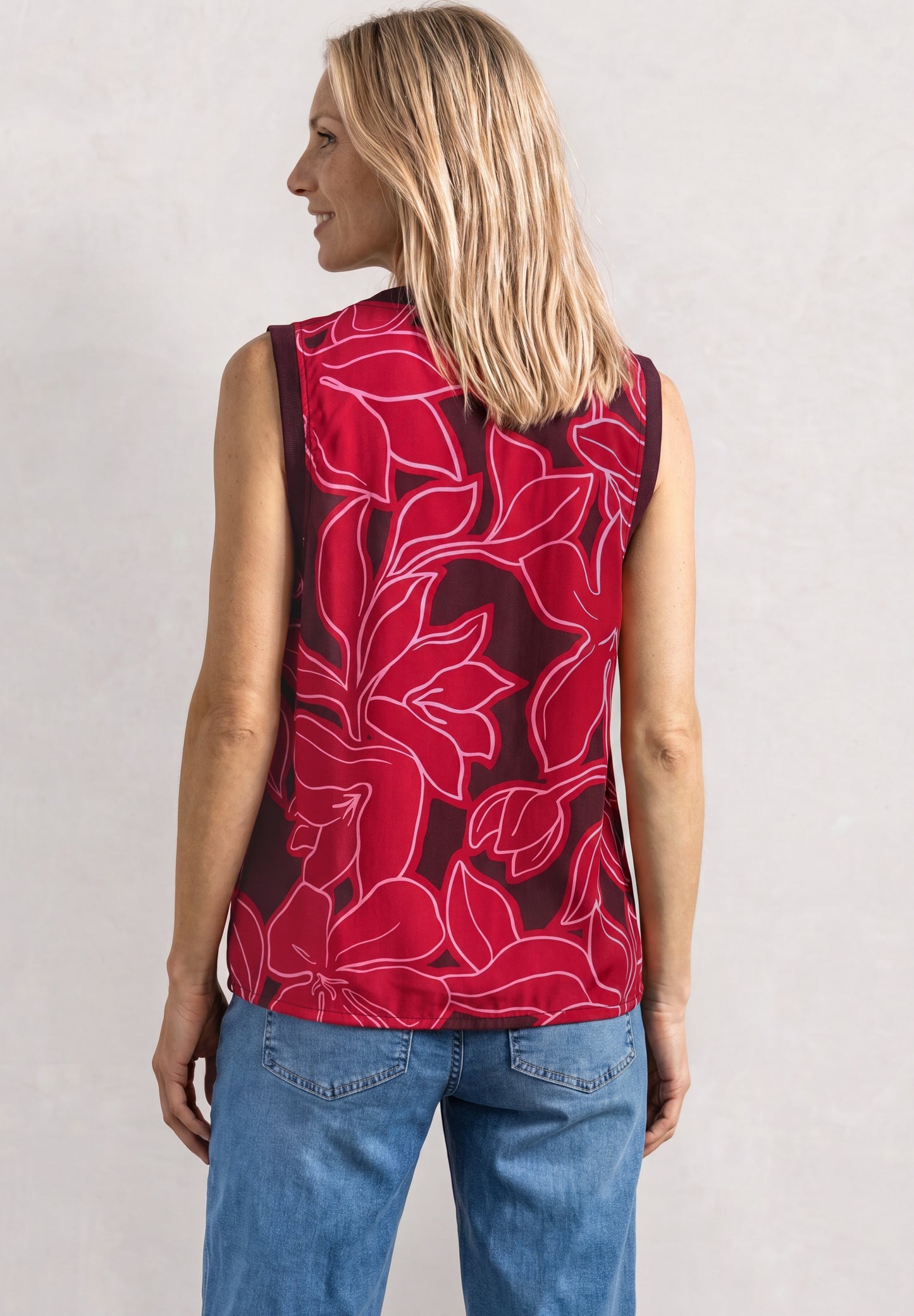 Street One - Blusentop mit Rundhals und Tape-Detail - Farbe: salsa red