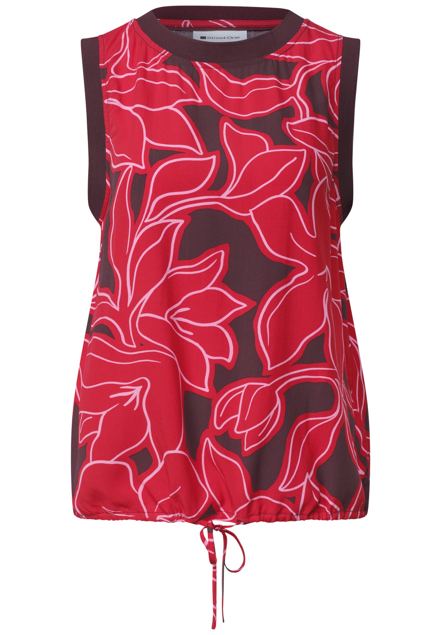 Street One - Blusentop mit Rundhals und Tape-Detail - Farbe: salsa red