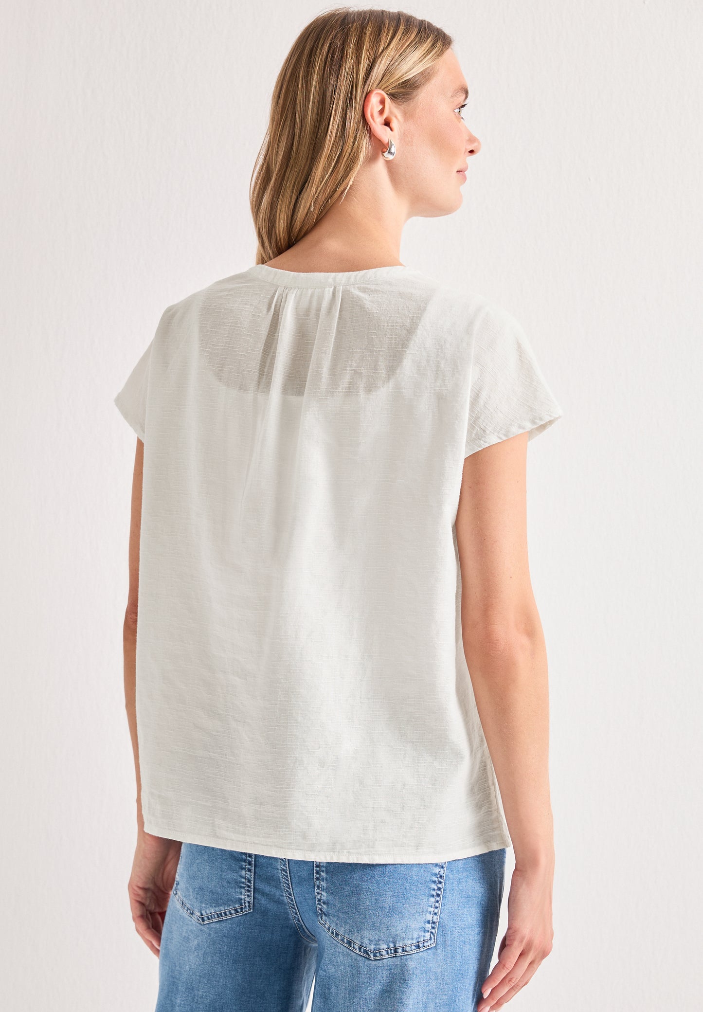 Street One - Dropped Shoulder Blusenshirt mit Tape - Farbe: off white