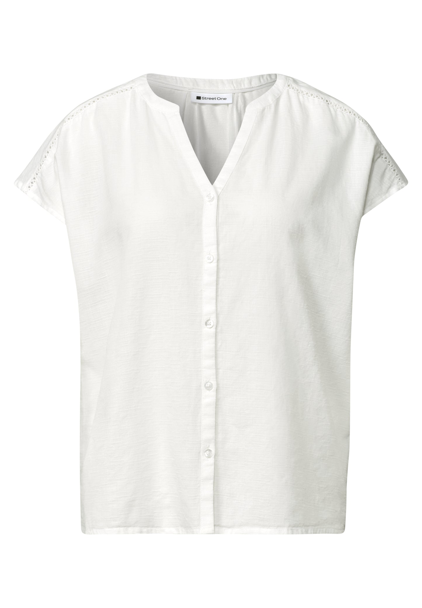 Street One - Dropped Shoulder Blusenshirt mit Tape - Farbe: off white