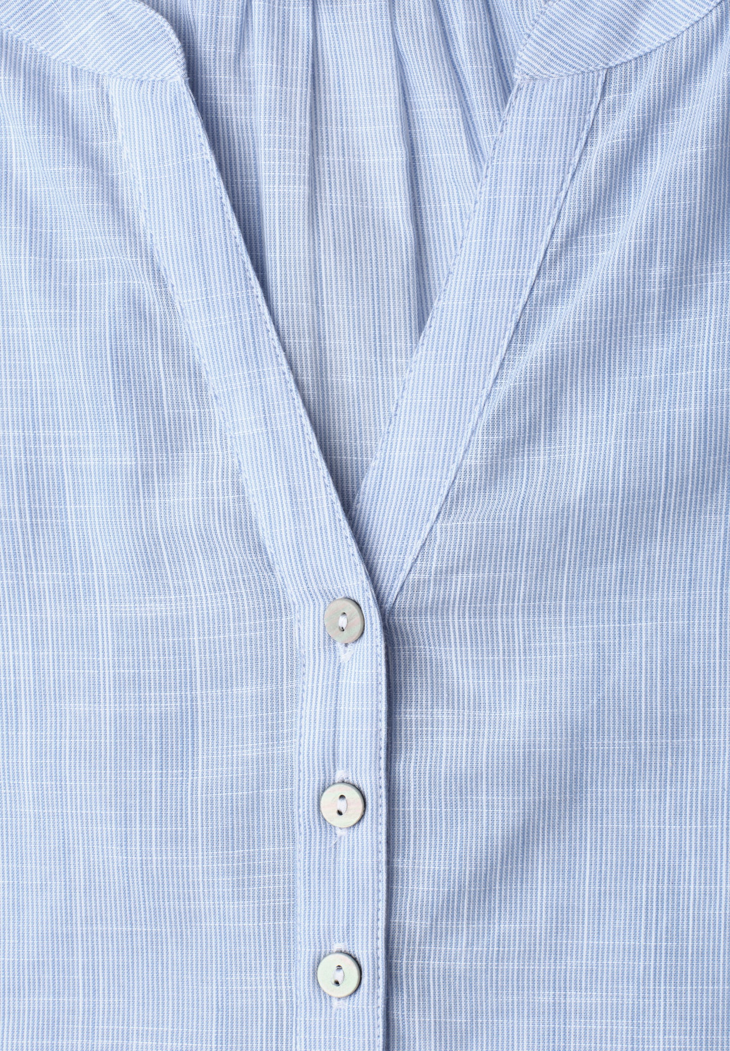Street One - Chambray Bluse mit Split Neck und Elastiksaum - Farbe: original blue