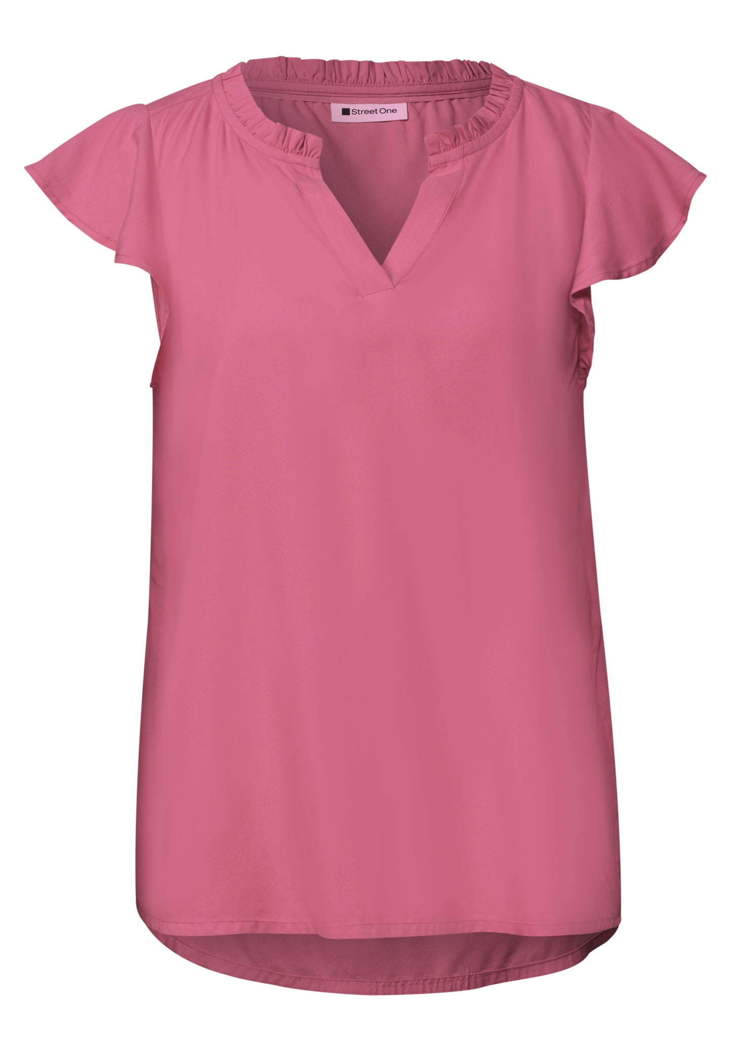 Street One - Blusenshirt mit Split Neck und Volant-Ãrmeln - Farbe: blush berry