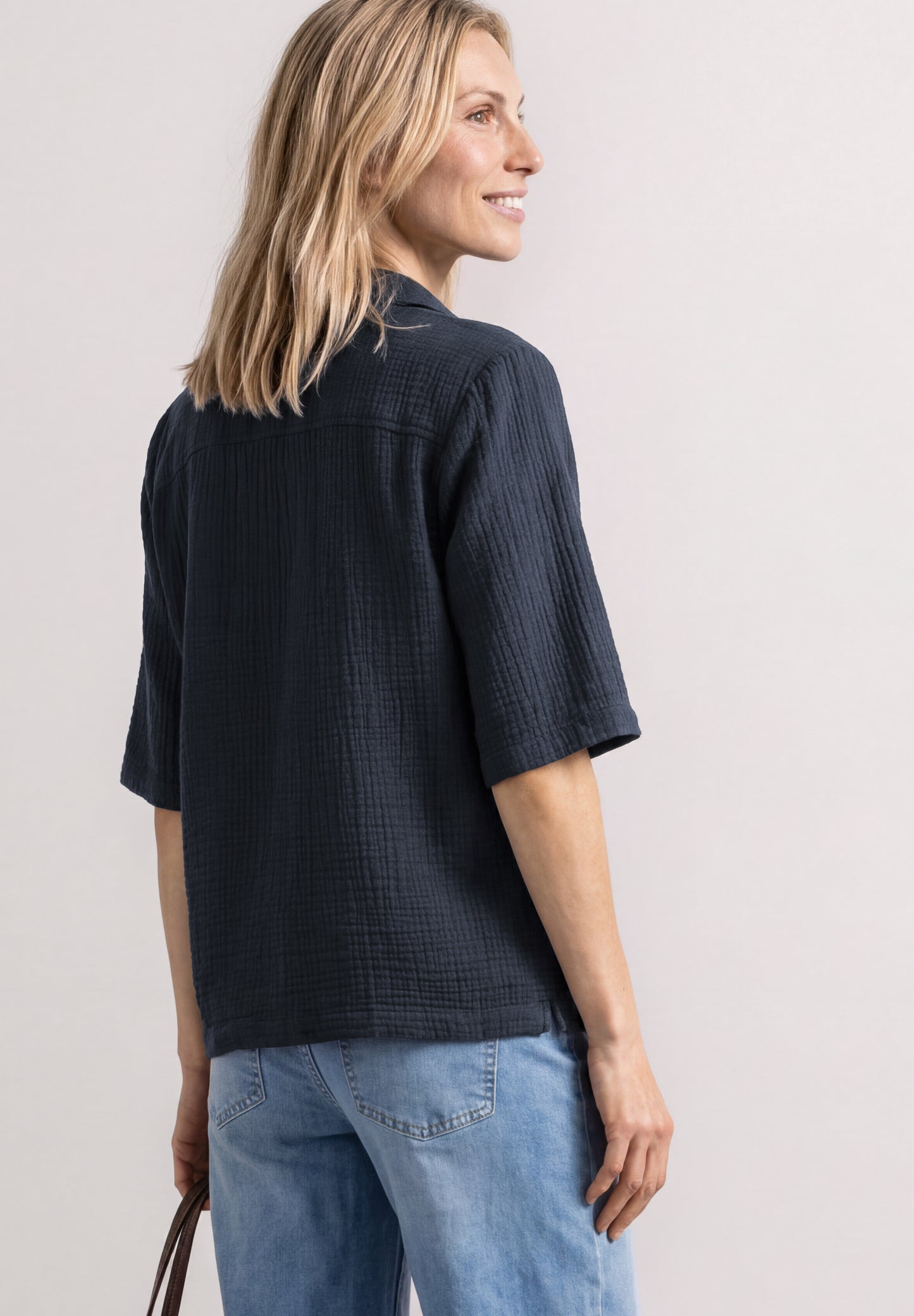 Street One - Musselin Bluse mit Bowling-Kragen - Farbe: darkest blue