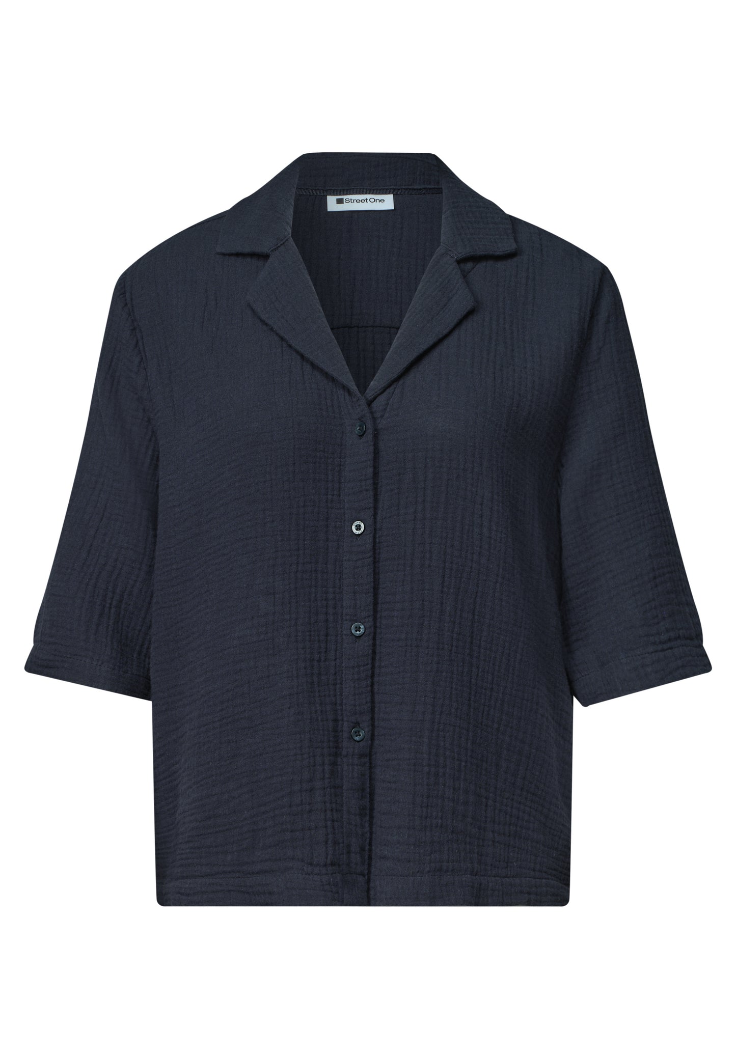 Street One - Musselin Bluse mit Bowling-Kragen - Farbe: darkest blue