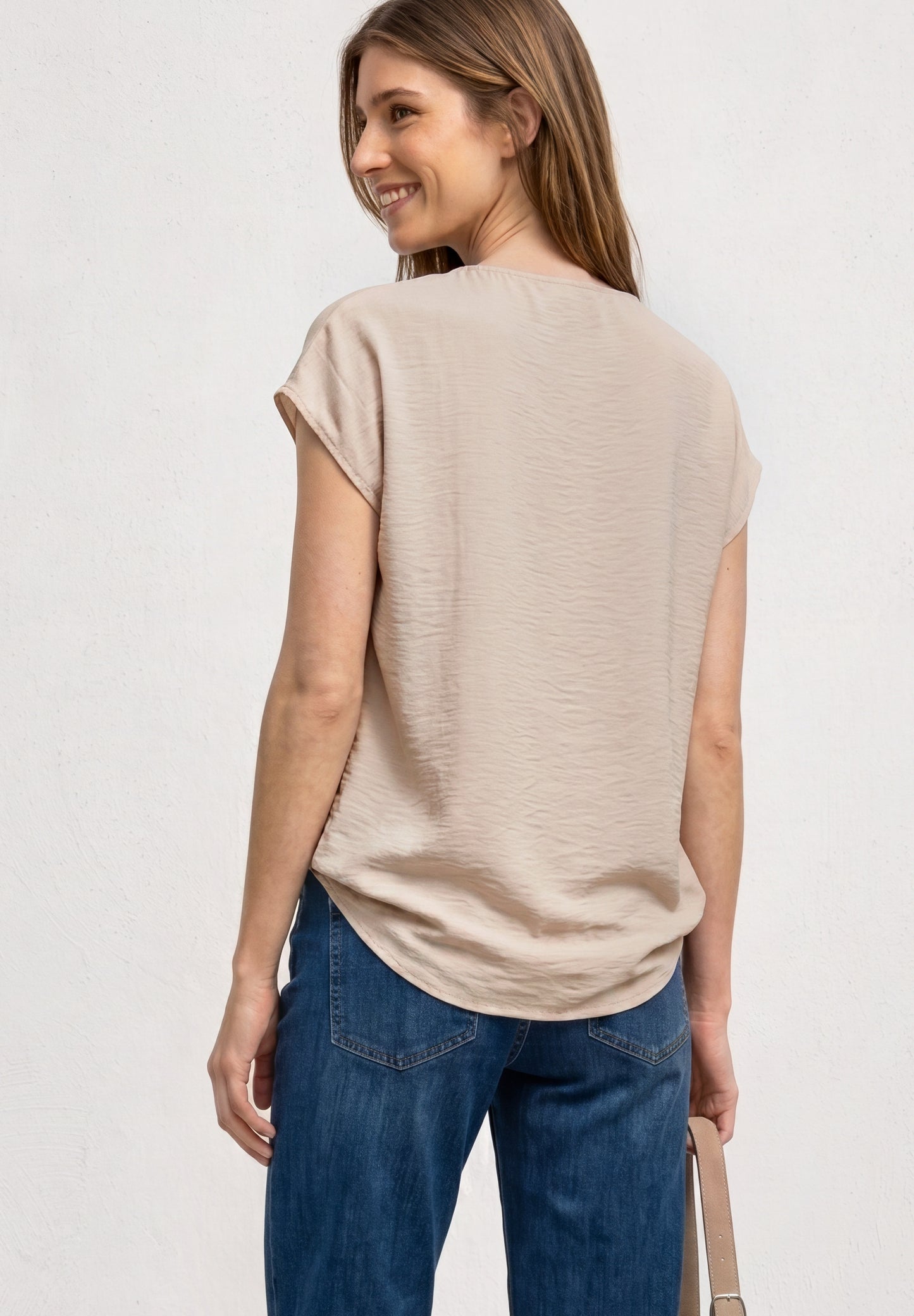 Street One - Blusenshirt mit Rundhals und Schnallendetail - Farbe: clay sand