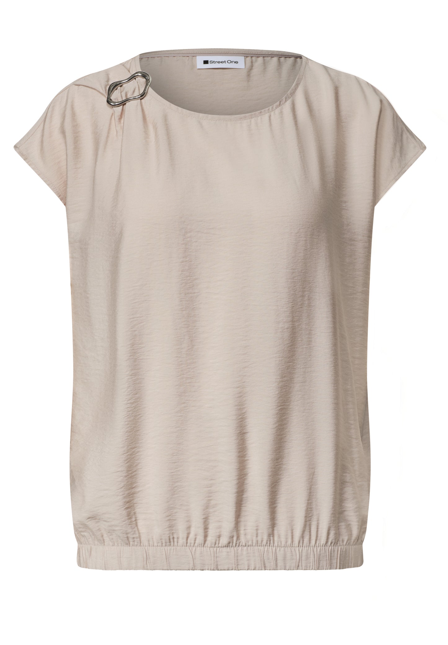Street One - Blusenshirt mit Rundhals und Schnallendetail - Farbe: clay sand