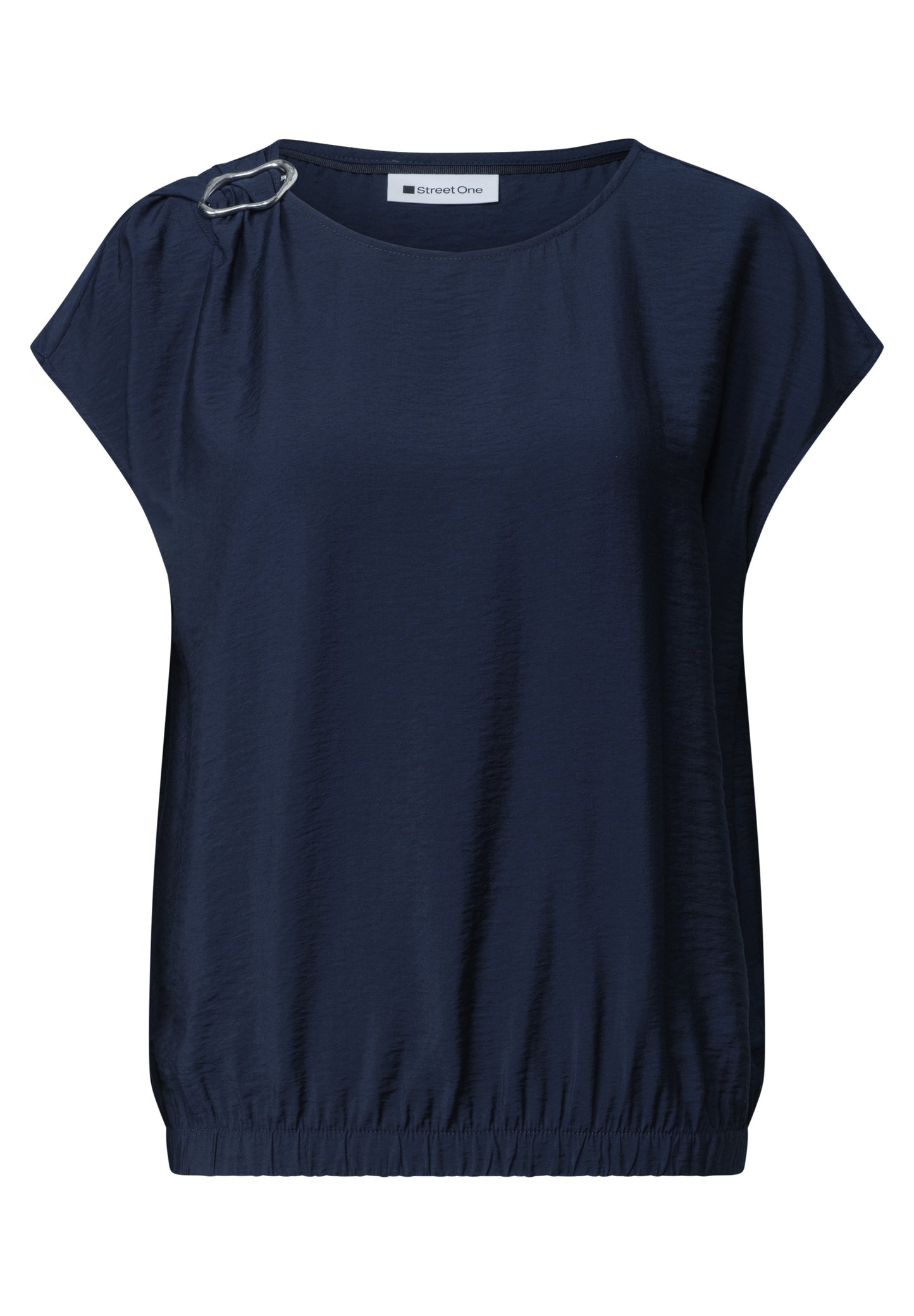 Street One - Blusenshirt mit Rundhals und Schnallendetail - Farbe: darkest blue