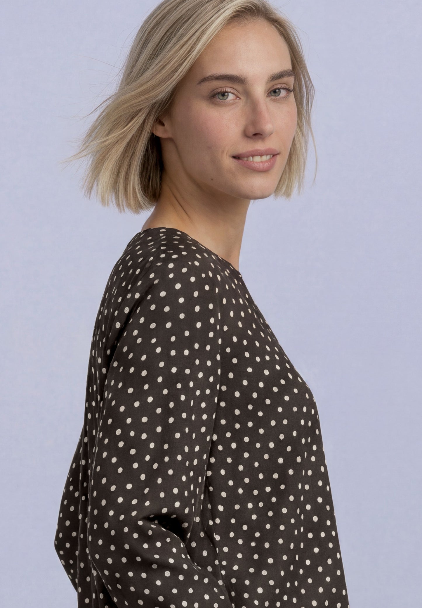 Street One - 3/4-Arm Bluse mit Split Neck und Print - Farbe: black coffee