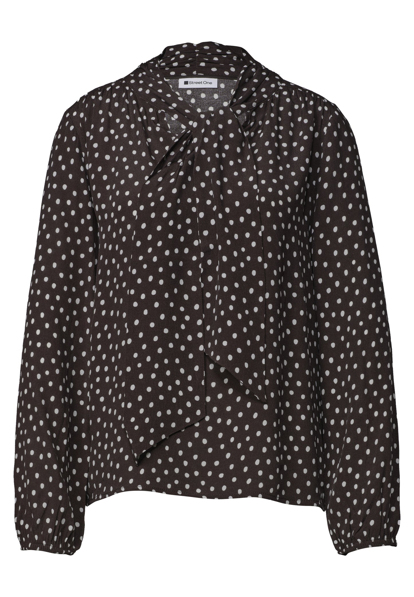 Street One - Langarm Bluse mit Schleifendetail - Farbe: black coffee