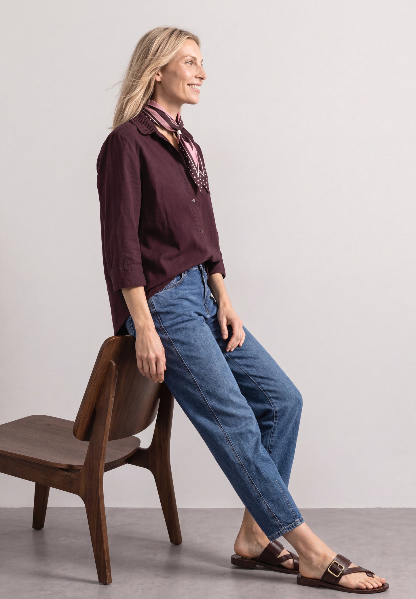 Street One - 3/4 Arm Hemdbluse mit Cordmix - Farbe: rustic rouge