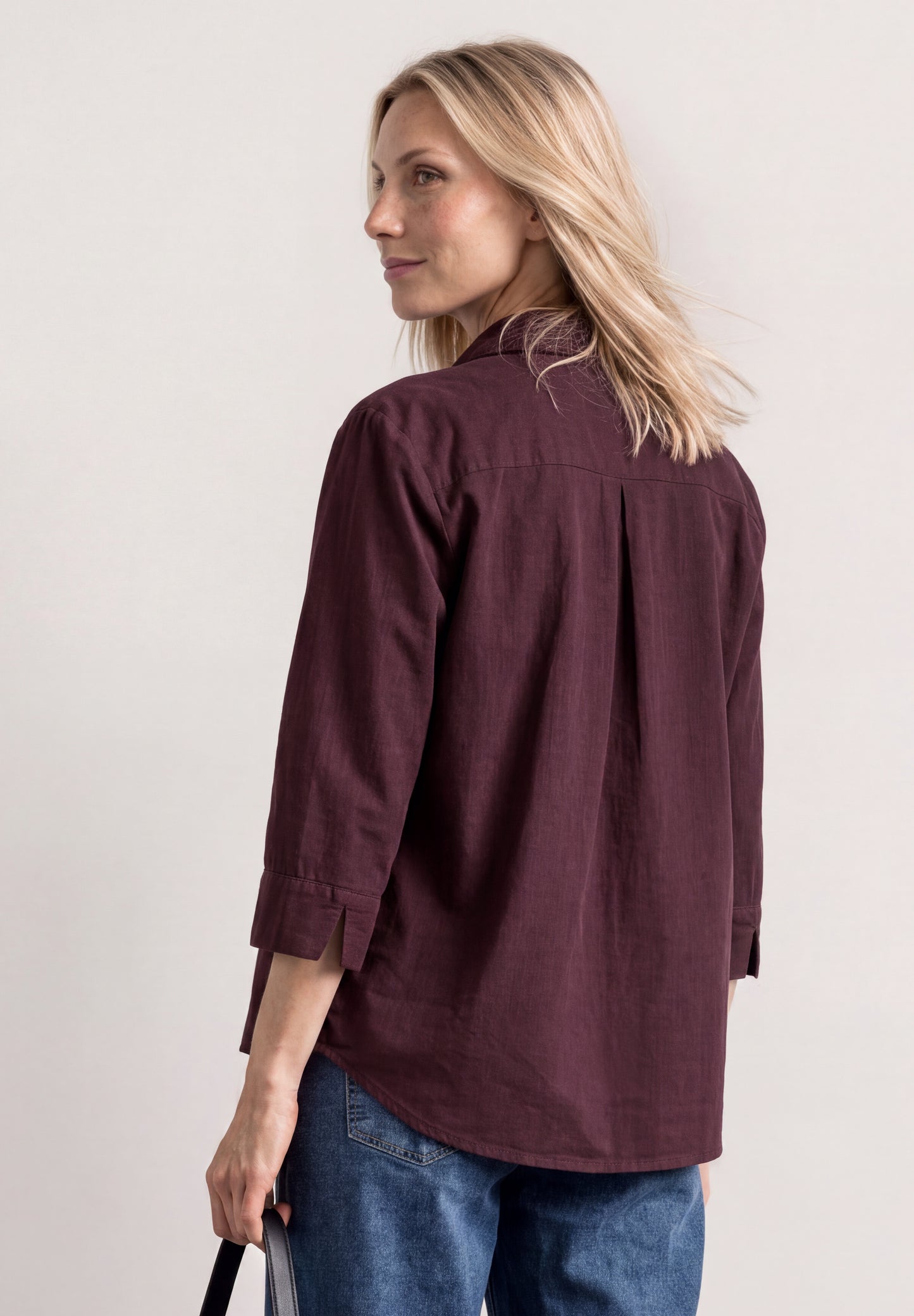 Street One - 3/4 Arm Hemdbluse mit Cordmix - Farbe: rustic rouge