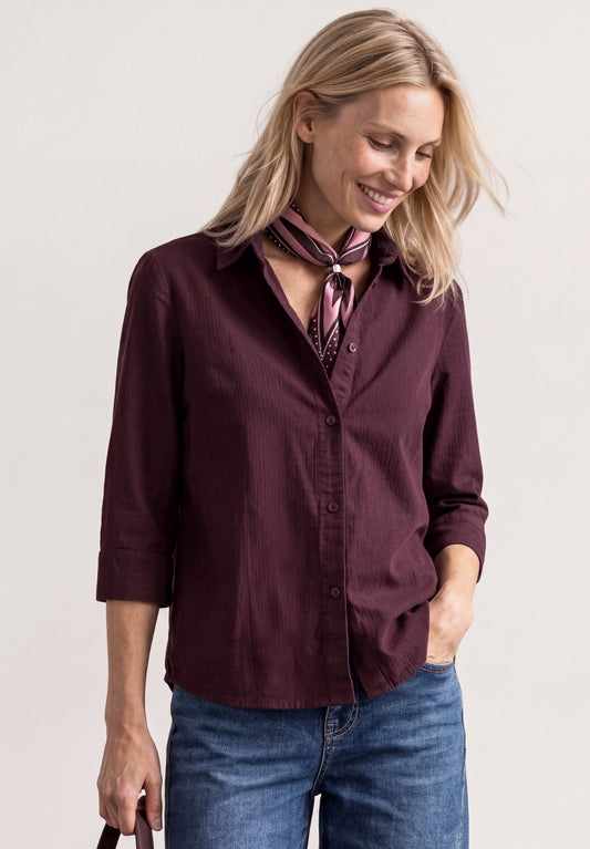 Street One - 3/4 Arm Hemdbluse mit Cordmix - Farbe: rustic rouge