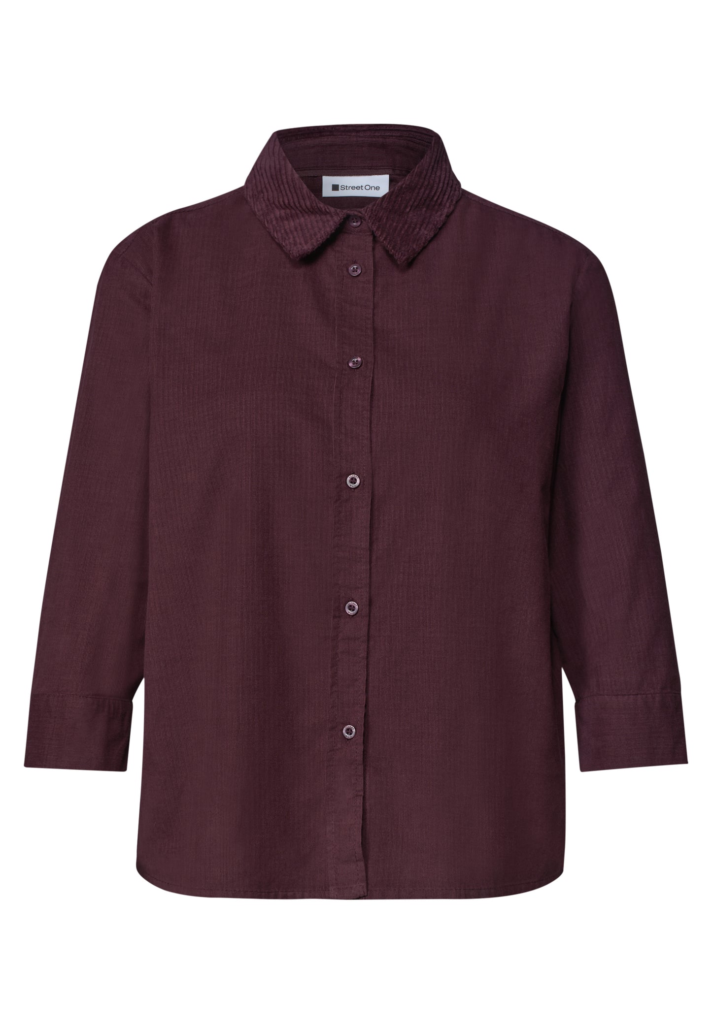 Street One - 3/4 Arm Hemdbluse mit Cordmix - Farbe: rustic rouge