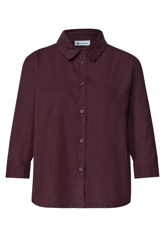 Street One - 3/4 Arm Hemdbluse mit Cordmix - Farbe: rustic rouge