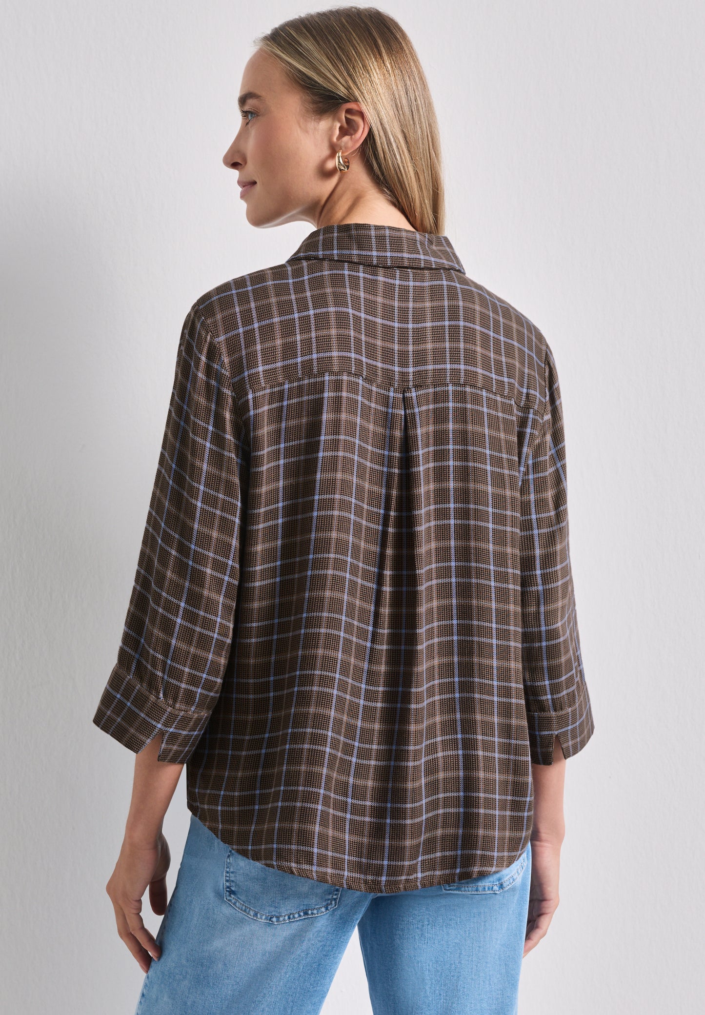 Street One - 3/4-Arm Hemdbluse mit Muster - Farbe: silk brown