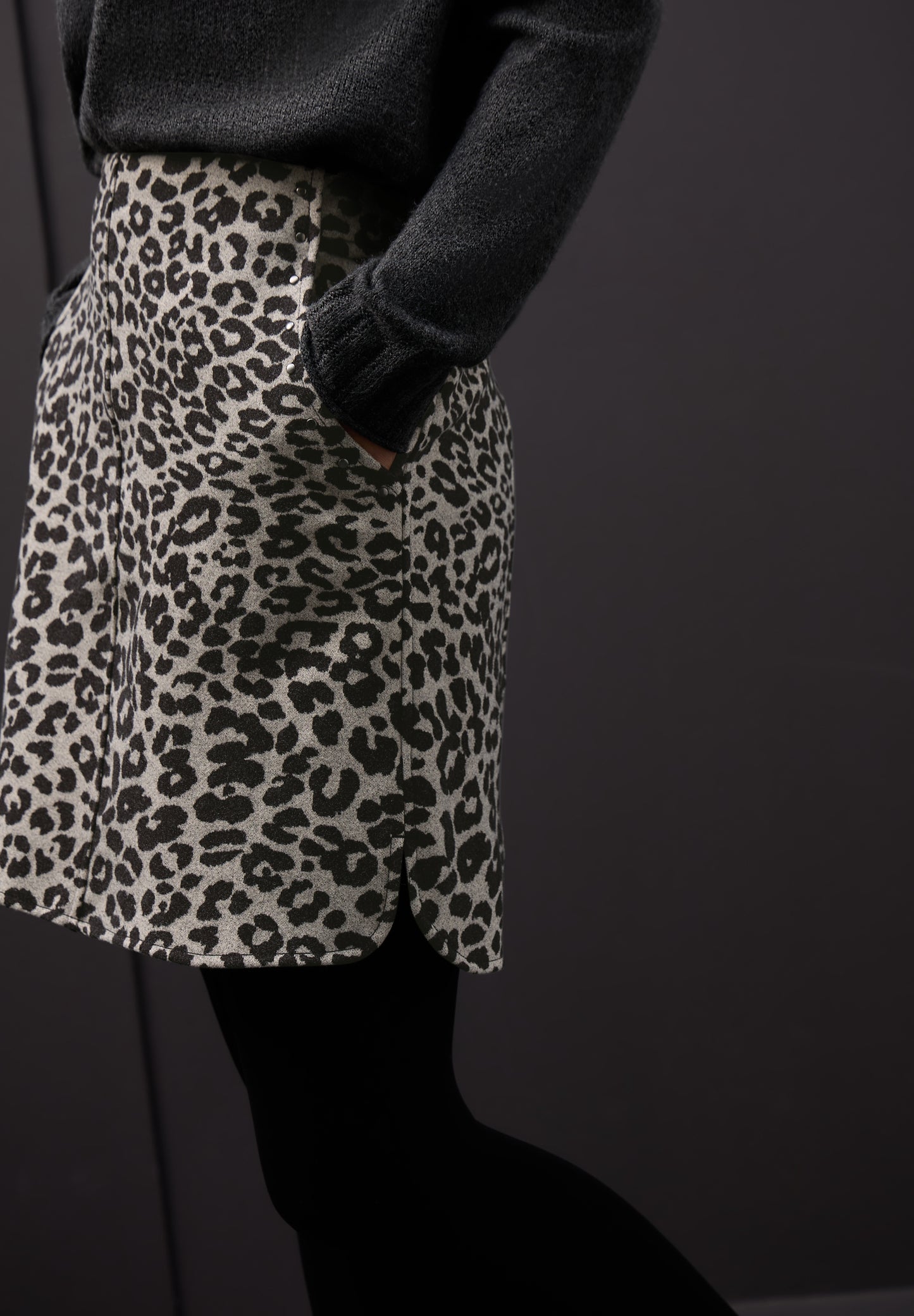 Street One - Rock in Wolloptik mit Nieten - Farbe: soft beige