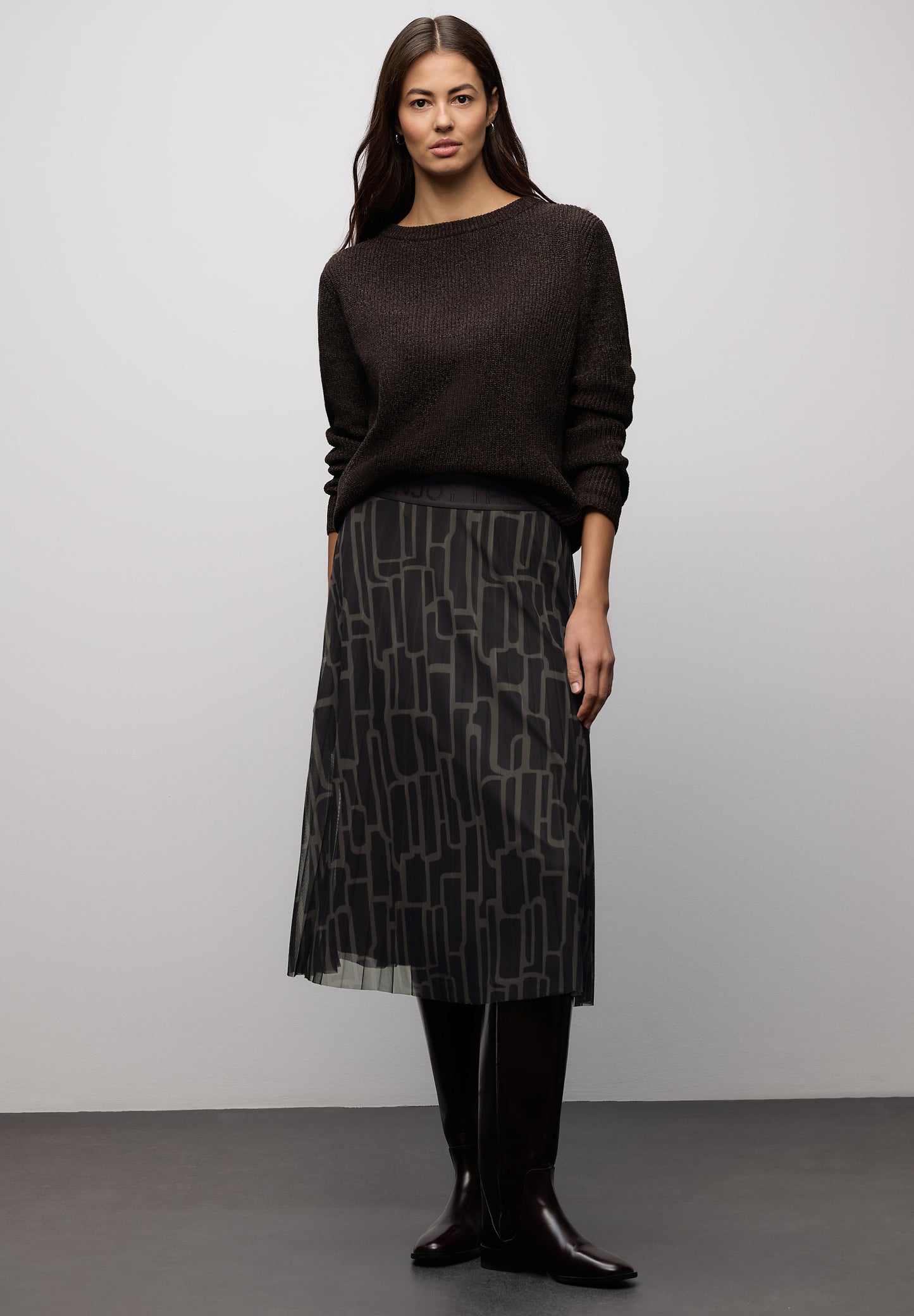 Street One - Rock mit Print - Farbe: darkest brown