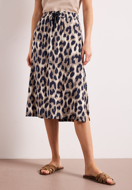 Street One - Midi-Rock mit Elastikbund und Print - Farbe: timeless beige