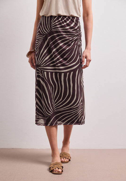 Street One - Midi-Rock aus Mesh mit Print - Farbe: rustic rouge