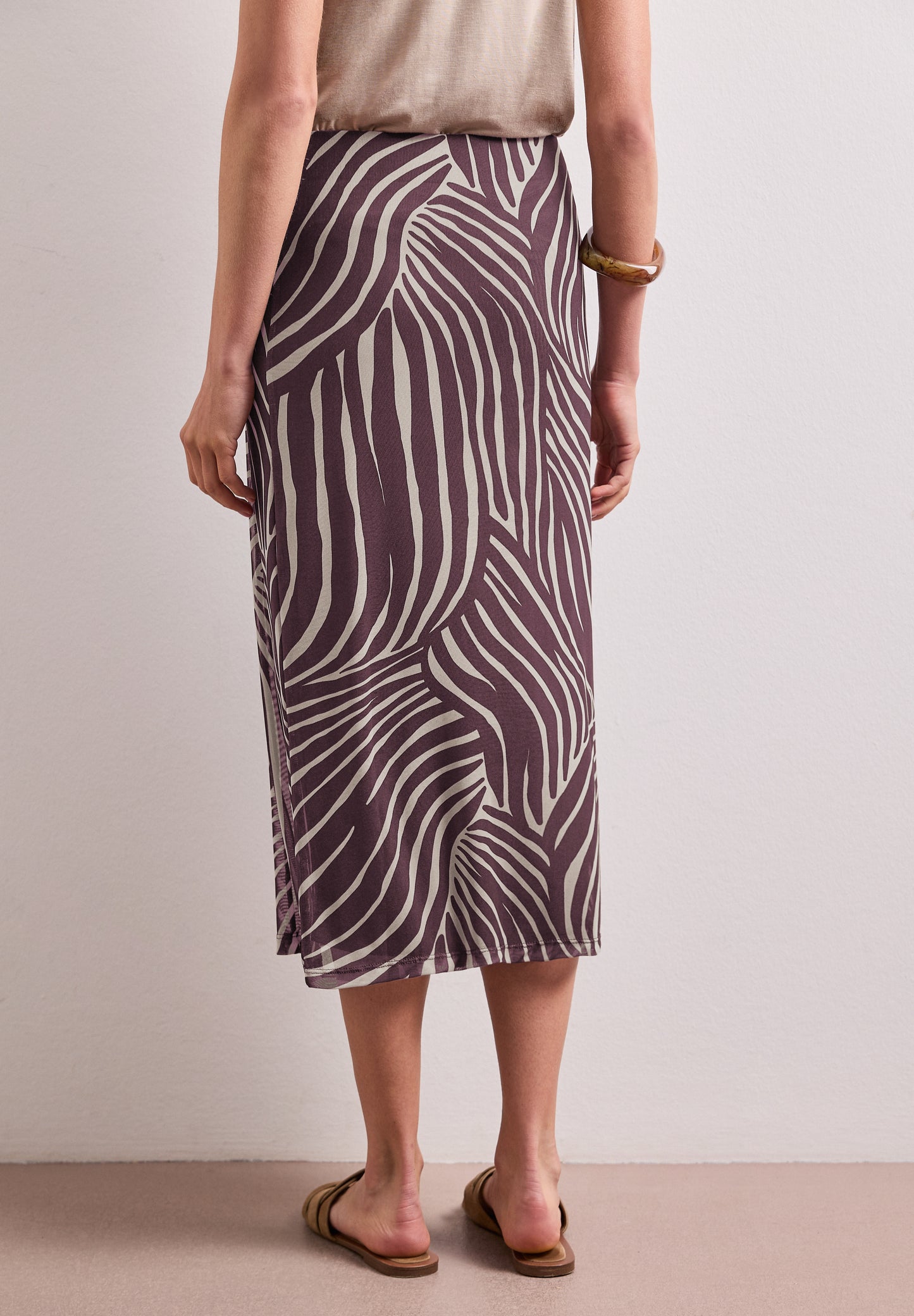 Street One - Midi-Rock aus Mesh mit Print - Farbe: rustic rouge