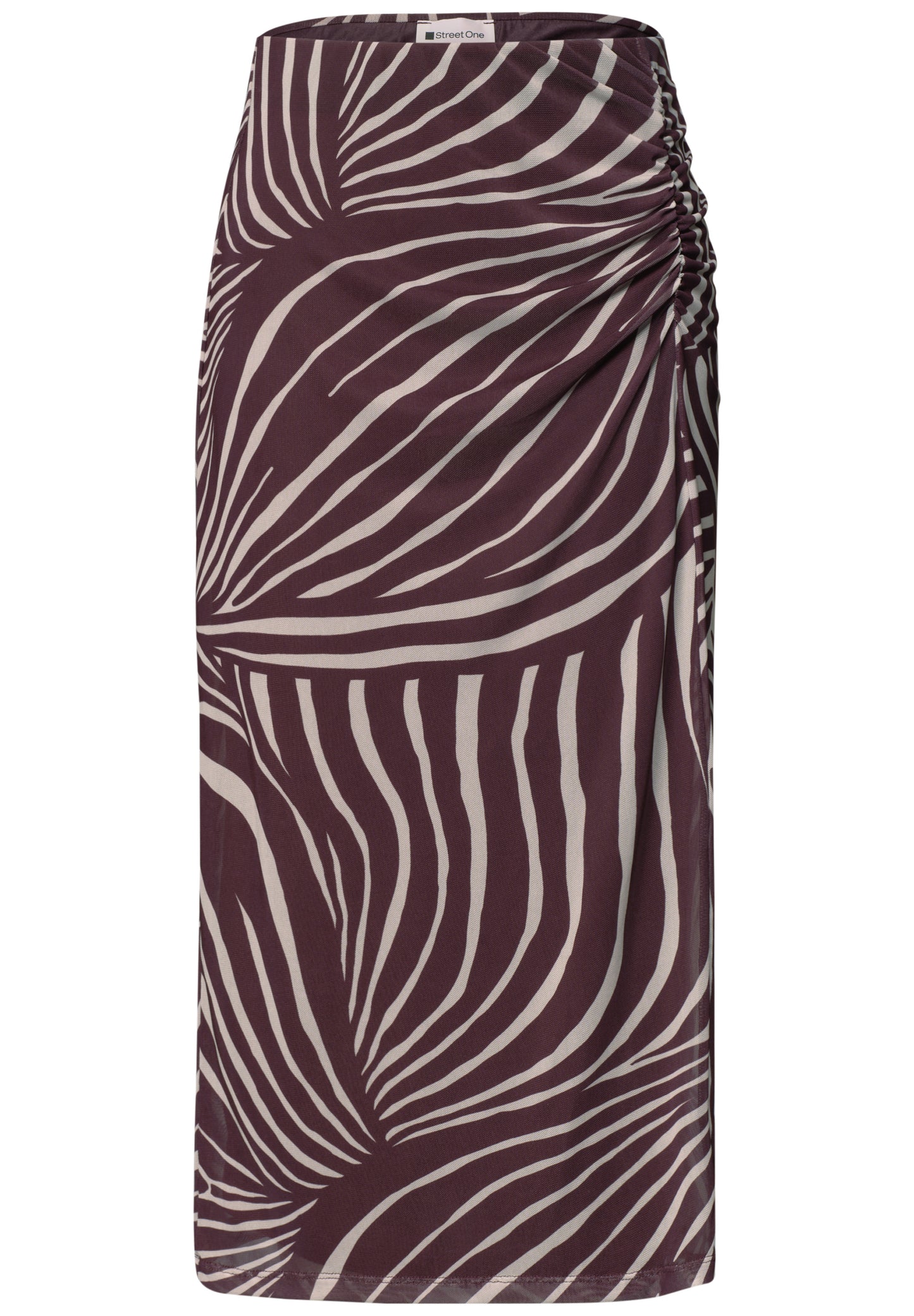 Street One - Midi-Rock aus Mesh mit Print - Farbe: rustic rouge