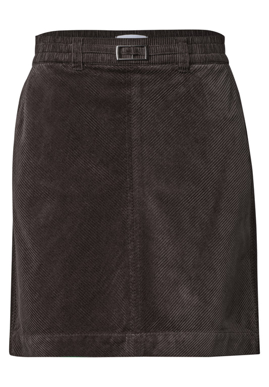 Street One - Knielager Cordrock mit Schnallendetail - Farbe: black coffee