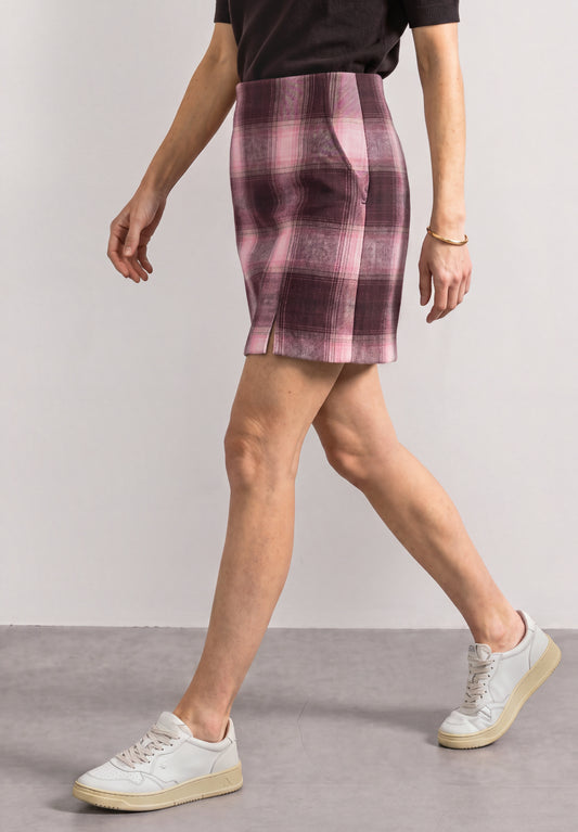 Street One - Minirock in Wolloptik mit Karomuster - Farbe: rustic rouge