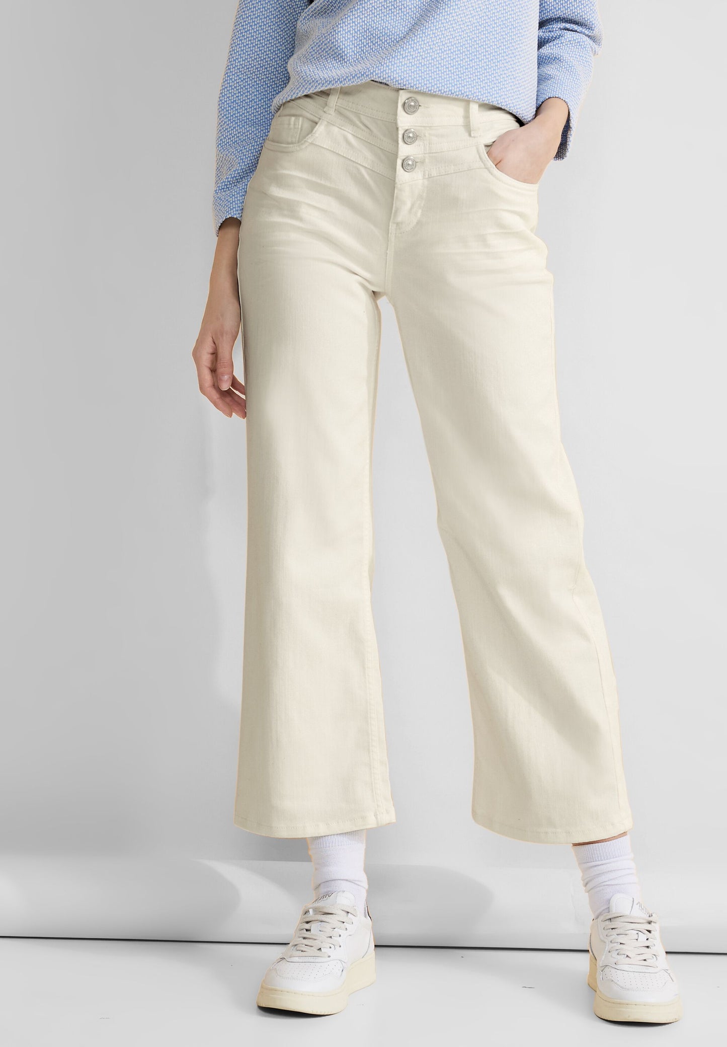 Street One - Casual Fit Culotte Jeans - soft ecru washed
