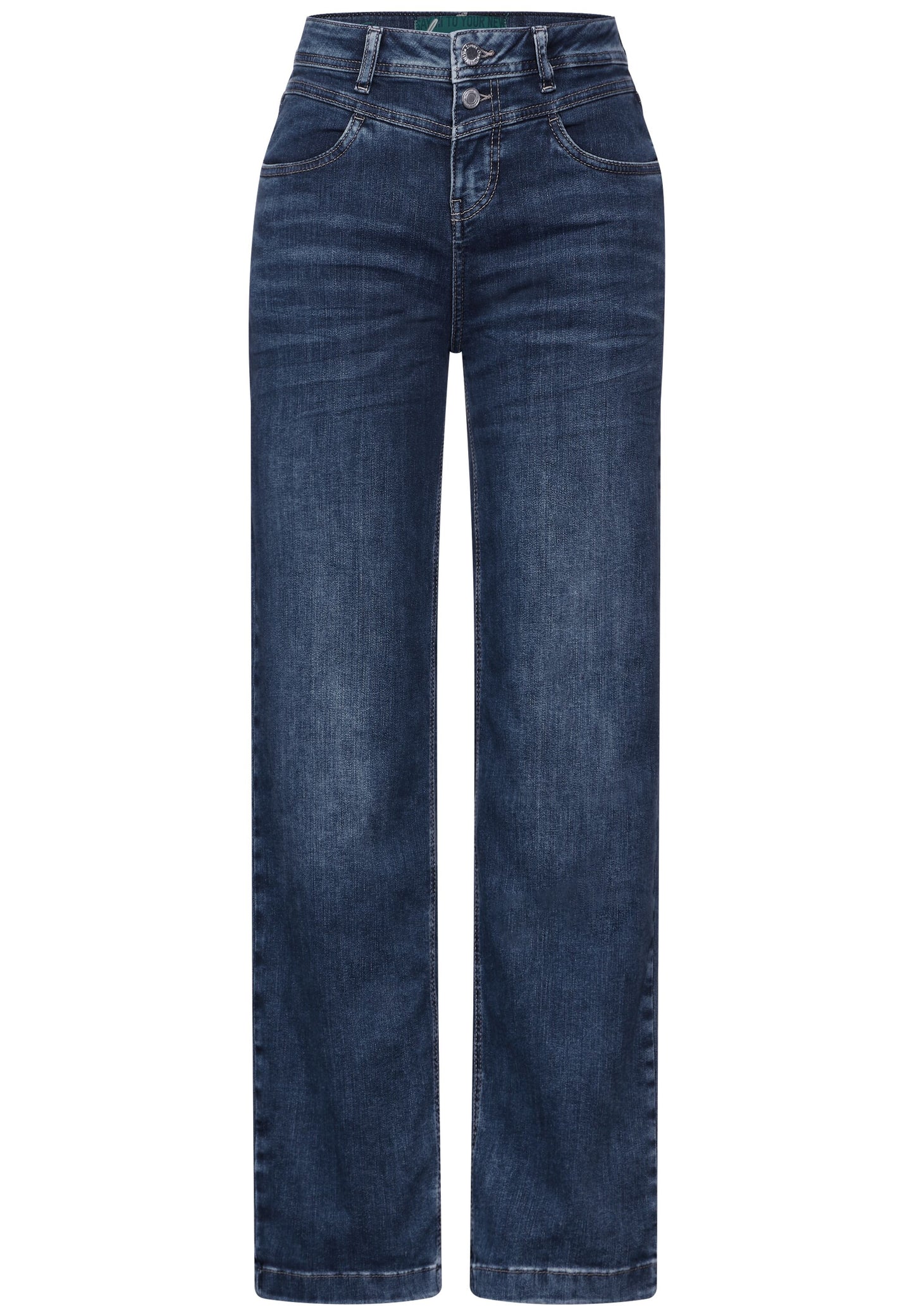 Street One - Wide Leg Jeans - mid blue wash