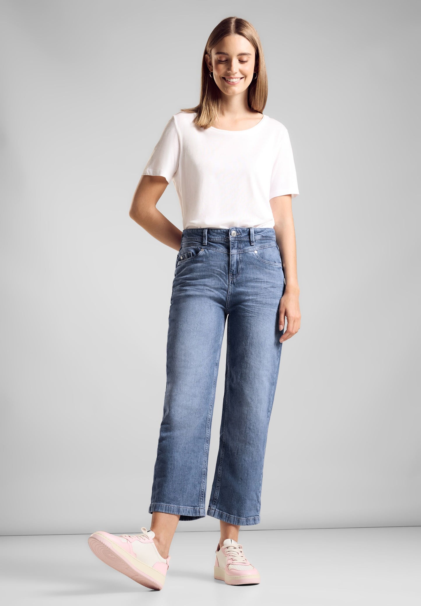 Street One - Straight Leg Jeans Hose - blau