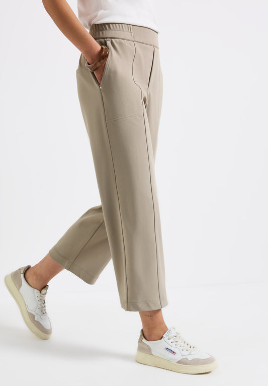 Street One Straight Leg 7/8 Twill-Hose - Farbe: buff grey