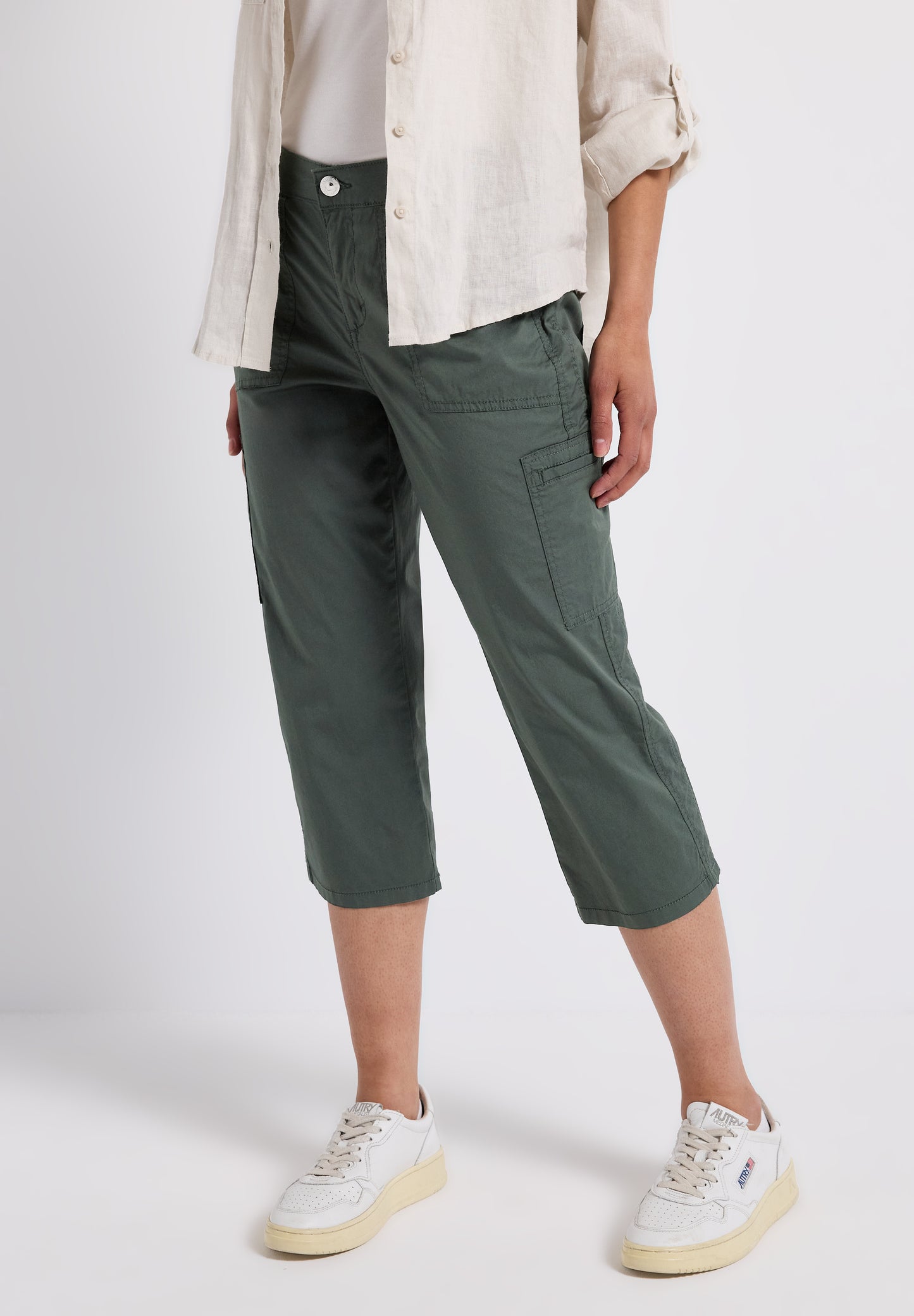 Street One 3/4 Satin Hose mit Taschen - Farbe: marshy green
