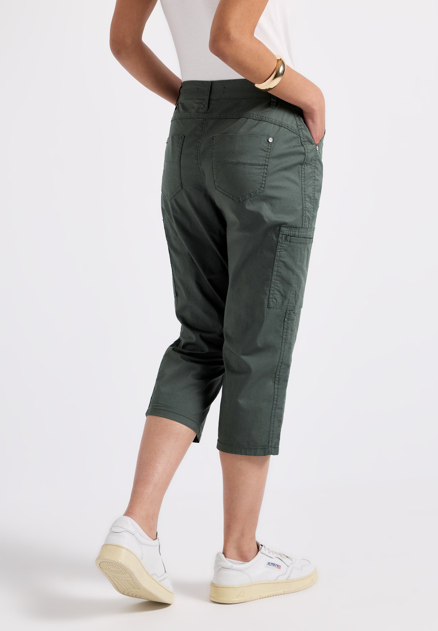 Street One 3/4 Satin Hose mit Taschen - Farbe: marshy green