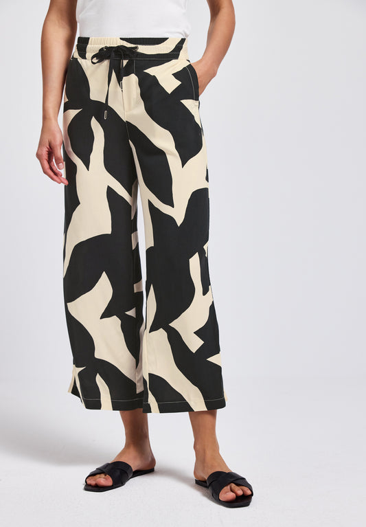 Street One Gemusterte Wide Leg Hose - Farbe: whale tail grey