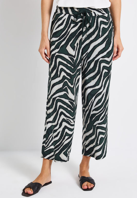 Street One Gemusterte Wide Leg Hose - Farbe: pine grove green