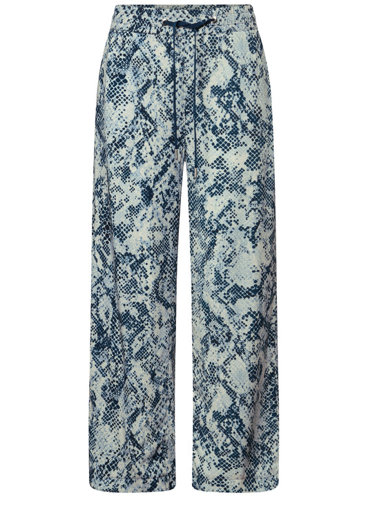 Street One Gemusterte Wide Leg Hose - Farbe: arona blue