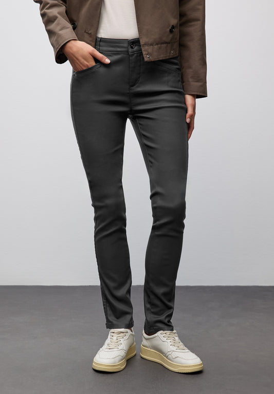 Street One Slim Fit Coated Hose - Farbe: Black