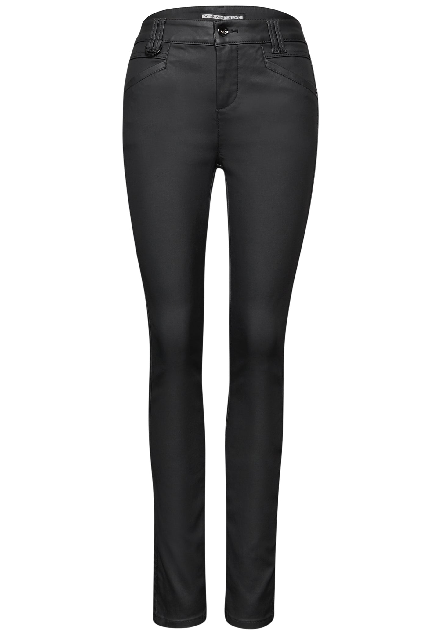 Street One Slim Fit Coated Hose - Farbe: Black