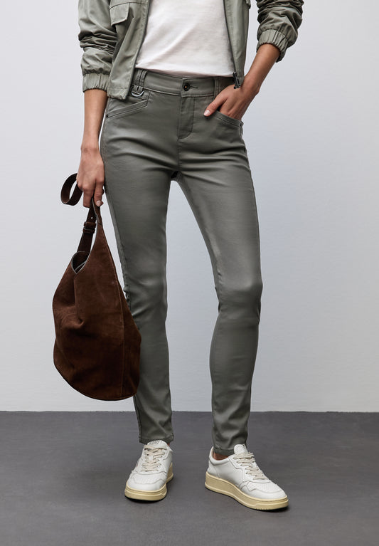 Street One Slim Fit Coated Hose - Farbe: balsam green