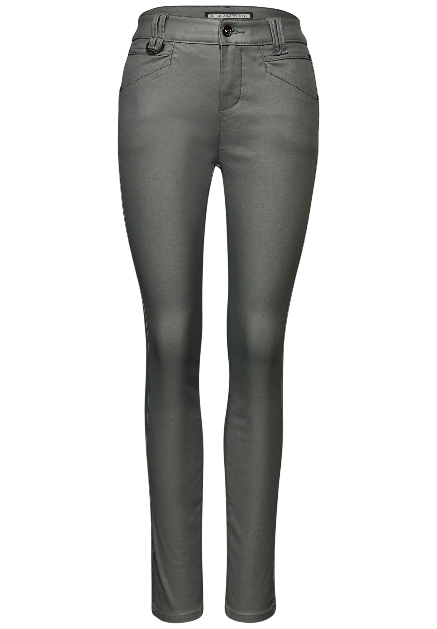 Street One Slim Fit Coated Hose - Farbe: balsam green