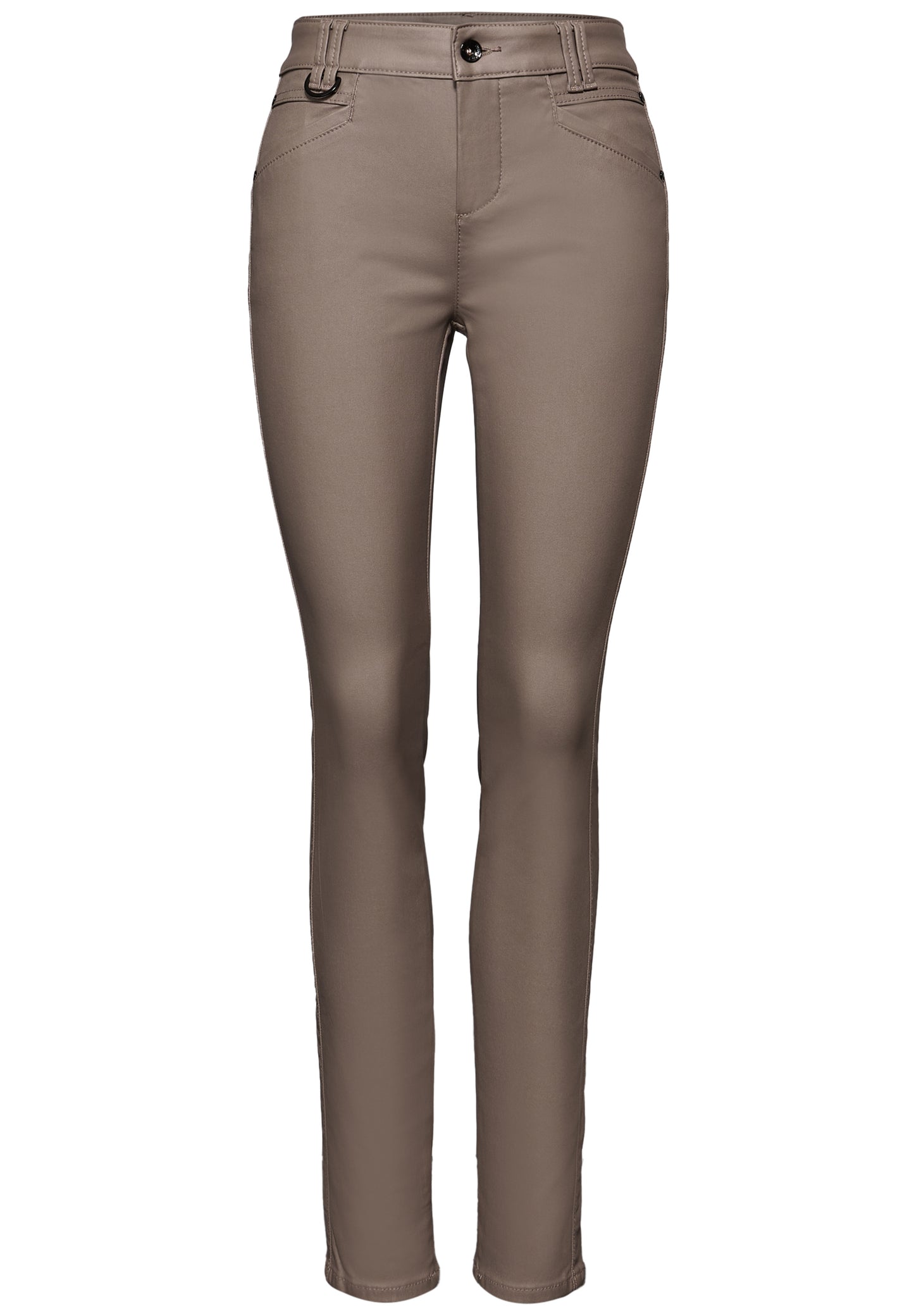 Street One Slim Fit Coated Hose - Farbe: silk brown