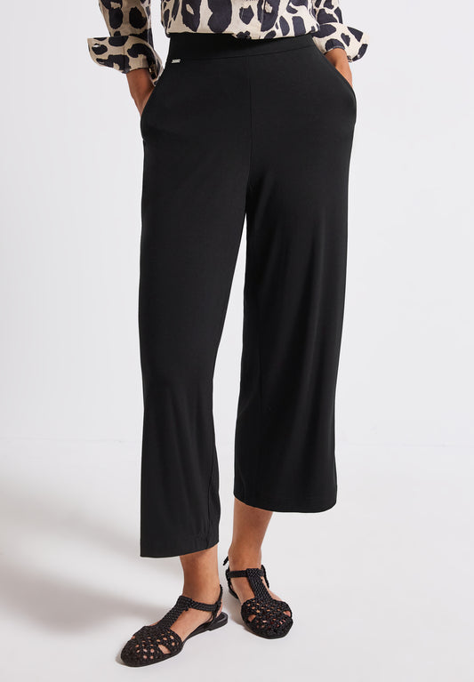 Street One Wide Leg Jersey-Hose - Farbe: Black