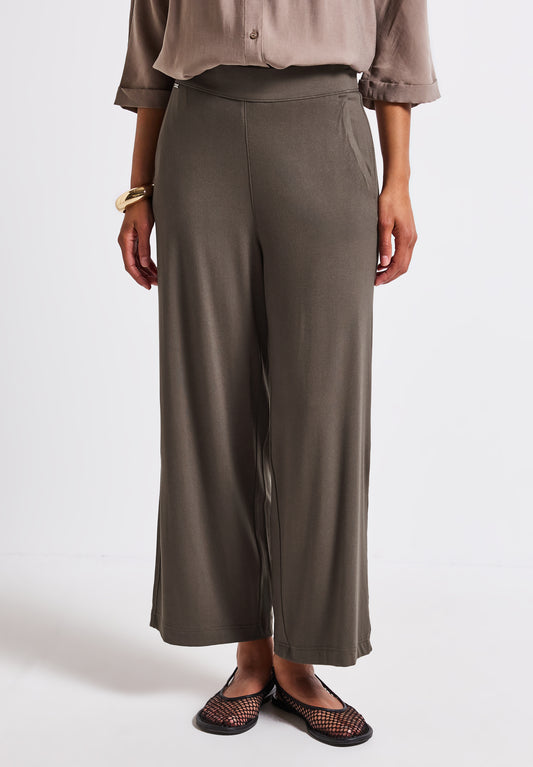 Street One Wide Leg Jersey-Hose - Farbe: nomad brown