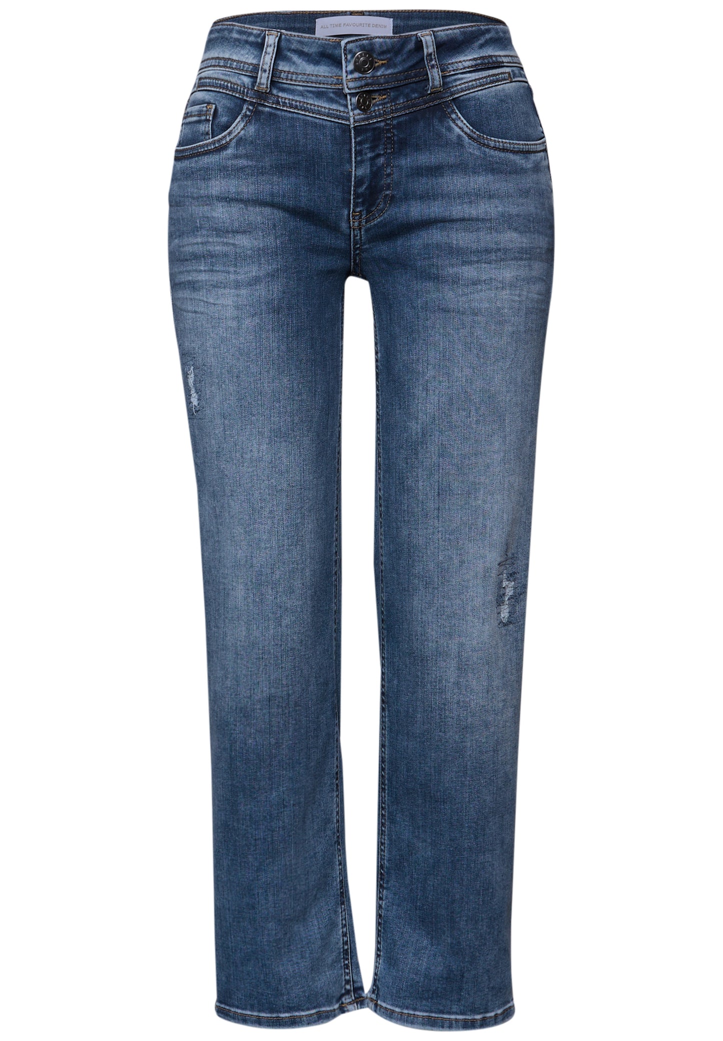 Street One - Destroyed Look Jeans - Farbe: mid blue authentic washed