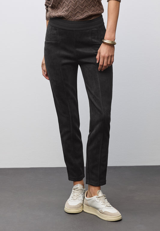 Street One Velours Hose - Farbe: Black