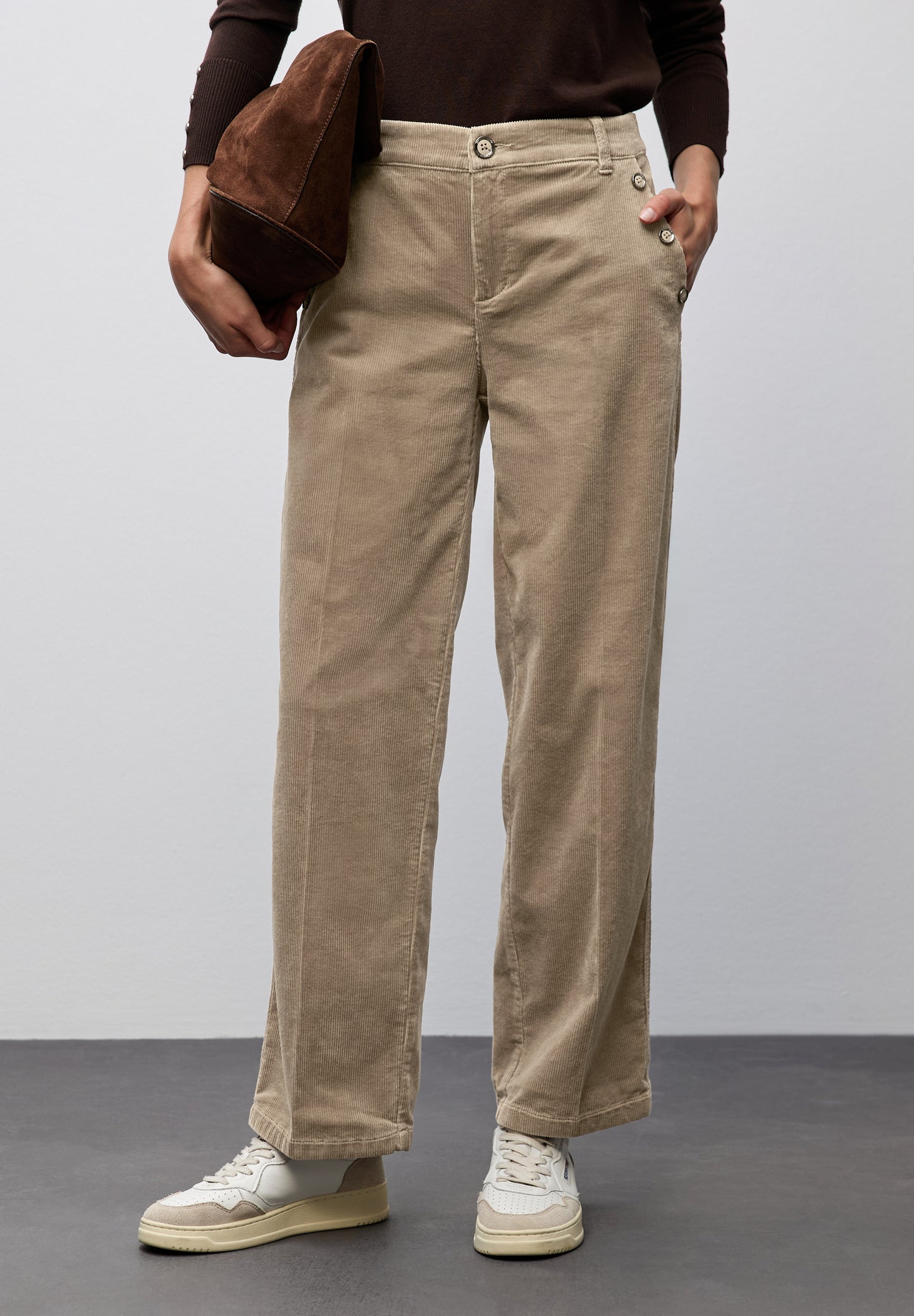 Street One Straight Leg Cordhose - Farbe: flowing beige