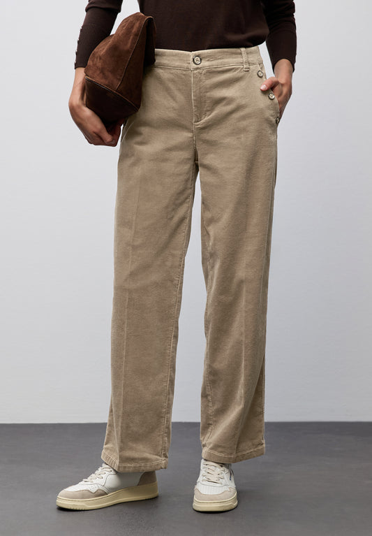 Street One Straight Leg Cordhose - Farbe: flowing beige