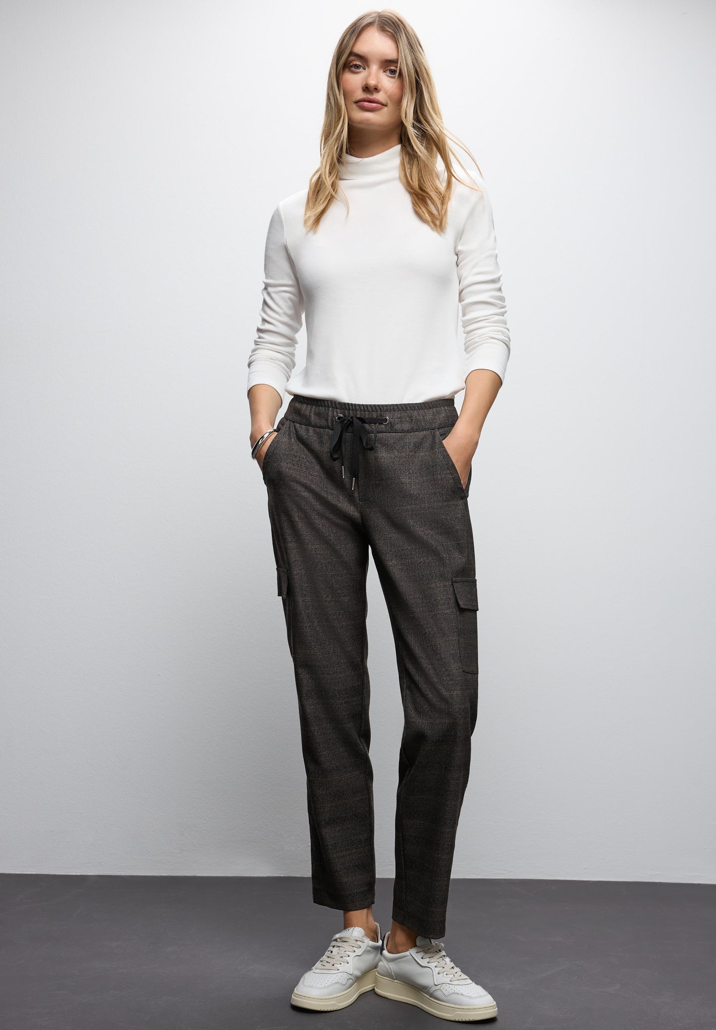 Street One Karierte Cargo Hose - Farbe: silk brown