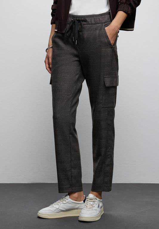 Street One Karierte Cargo Hose - Farbe: silk brown